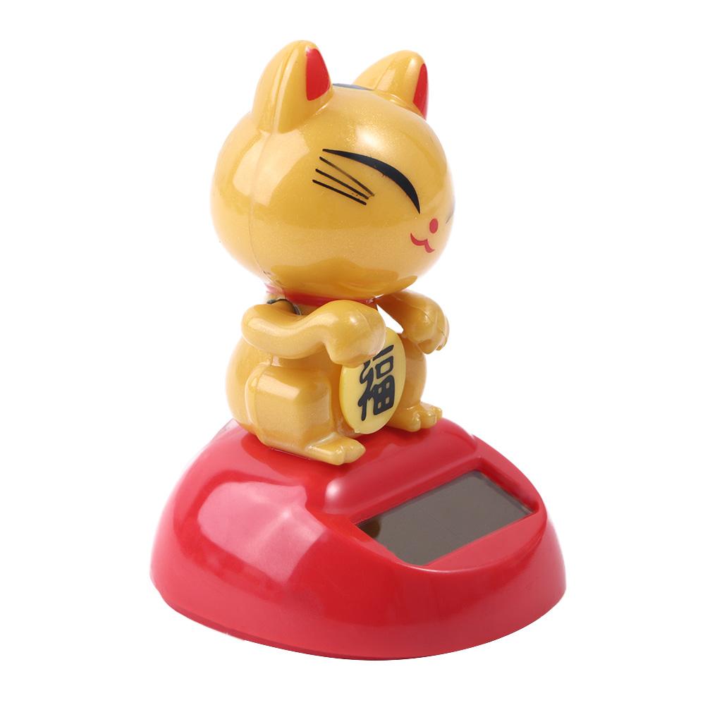 Figurine Statue Lucky Cat Model Toys Shaking Head Swing Doll Dancing Lucky Cat Figure Solar Toys