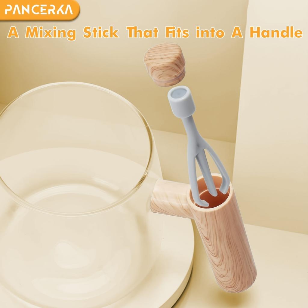 400ml Electric Self-Stirring Mug - High Borosilicate Glass Mixing Cup with Wooden Handle for Coffee, Milk, Protein Powder - Ideal for Home, Office