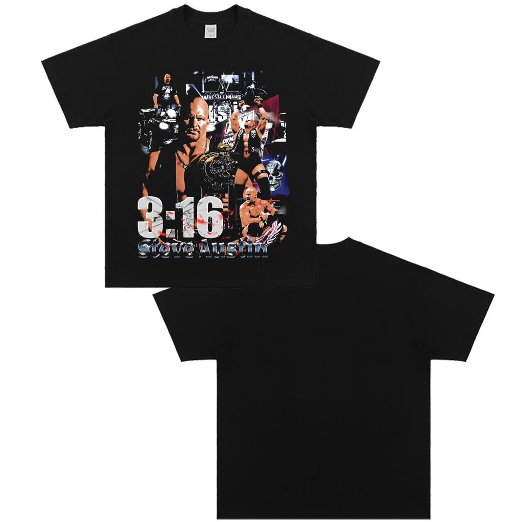 Stone Cold Steve Austin Leisure Wrestling Pure Vintage Short Sleeve T-shirt High Quality Luxury Brand Selling Popular Styles