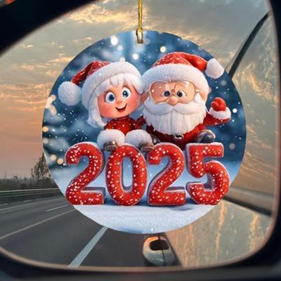 Santa Claus Acrylic Pendant with Lanyard Easy To Hang Adorable Christmas Tree Decoration Hanging Ornament Holiday Gift