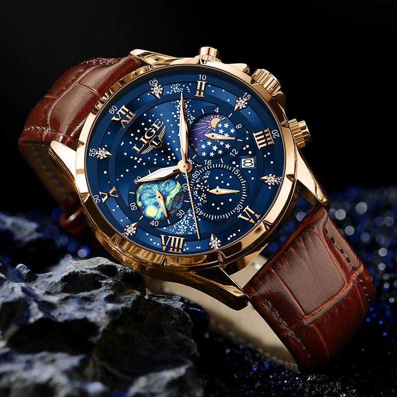 Quartz Watch For Men Top Brand Luxury Fashion Leather Watch Men Casual Sport Waterproof Chronograph Relogios Masculino+BOX