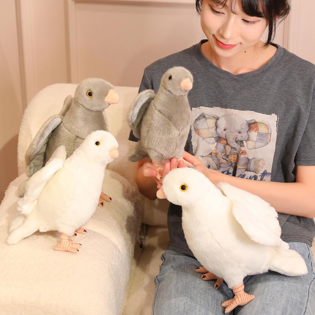 Simulation Pigeon Plush Toy Cute Lifelike Birds Peace Dove Stuffed Baby Doll Room Decor Children Birthday Gifts for Bird Lovers