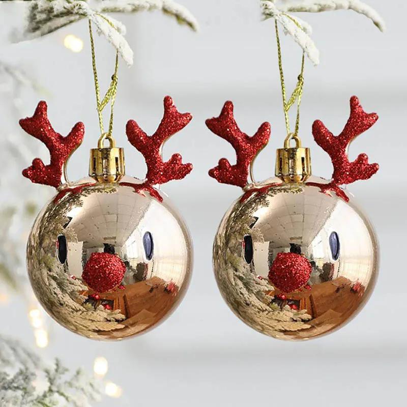 Navidad 2pcs Elk Christmas Balls Ornaments Xmas 1Tree Hanging Bauble Pendant  Christmas Decorations New Year Party Navidad 2026
