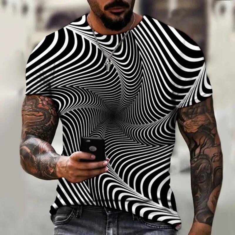 Men's oversized loose retro fashion fun and affordable round neck 3D printed T-shirt