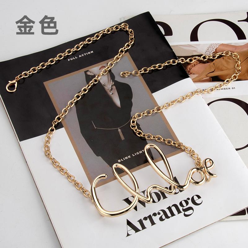 Waist chain - women s letter metal personalized dress waist decorative chain 105