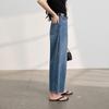 Women's Retro High-Waist Washed Loose Cropped Jeans