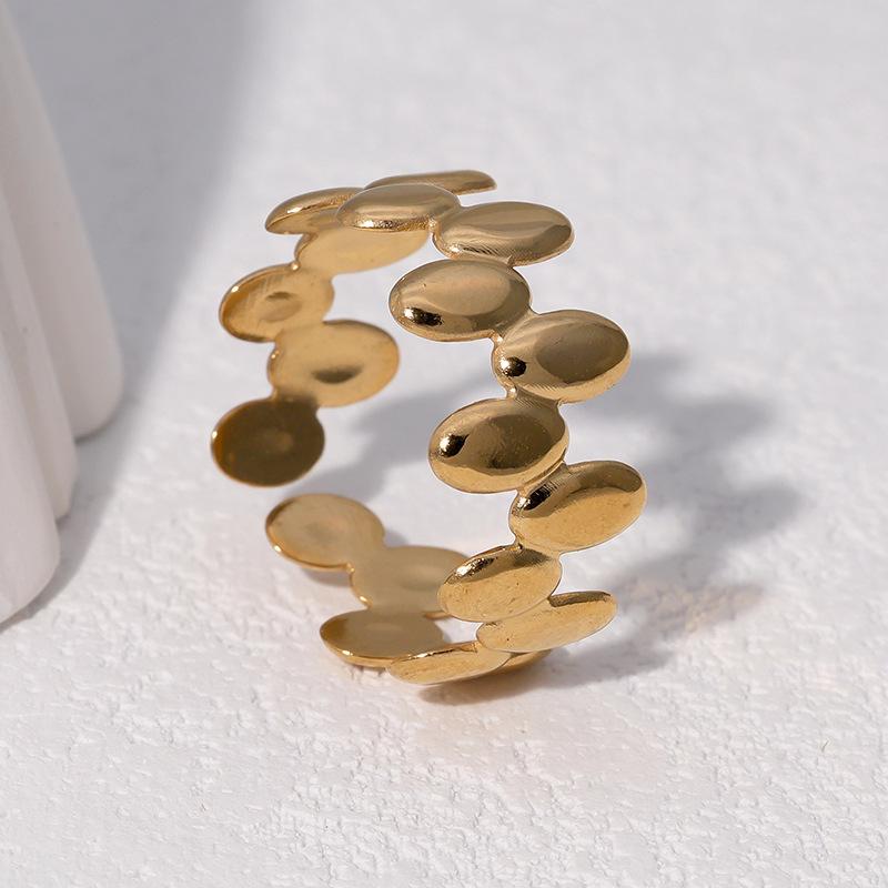 2025 New Geometric Circular Splicing Ring Neutral Vintage Zircon Stainless Steel Open Stackable Rings Trendy Accessories Gift resizable