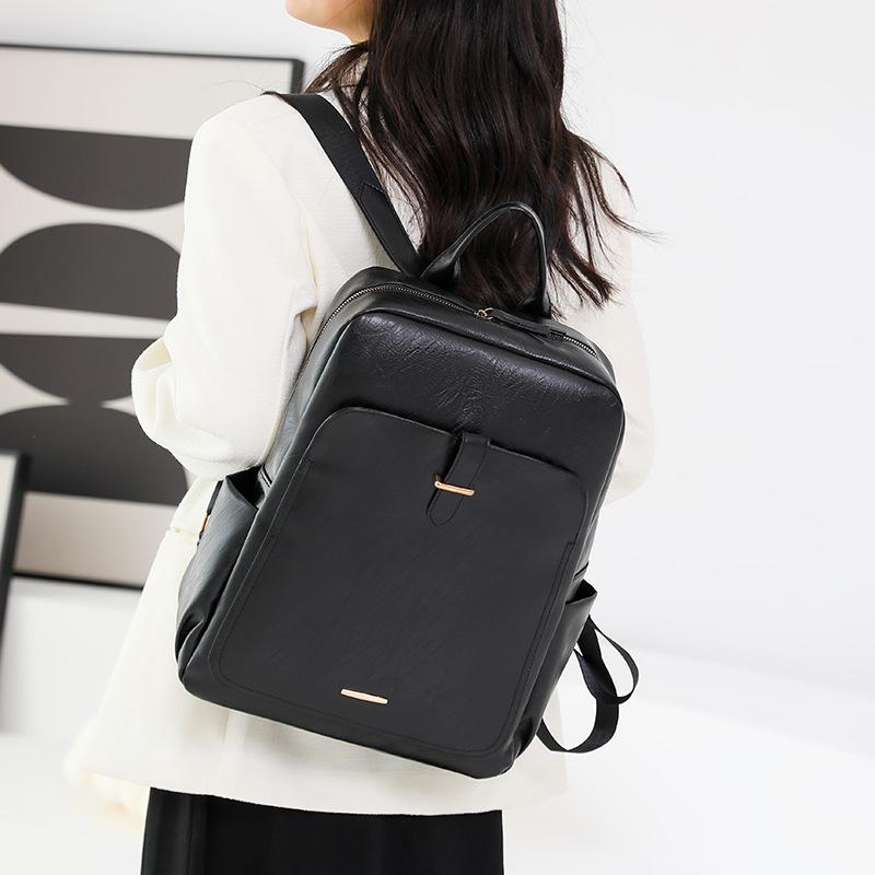 PU Leder Laptop Rucksack für Damen Passend für 15 Zoll Computer Rucksack College Freizeit Tagesrucksack Arbeits-Reisetasche