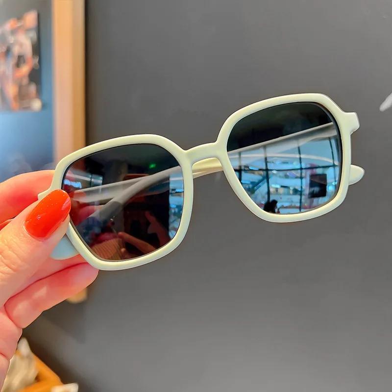 

New Retro Kids Personality Square Glasses Outdoor Sun Protection Sunglasses Boys Fashion Goggles UV Resistant Sunglasses As the picture shown світло-зелений колір