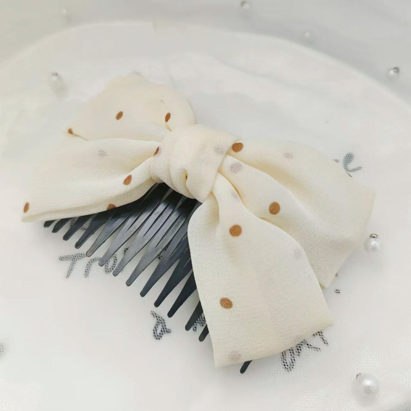 

1 шт. Женские сказочные аксессуары для волос с бантом в горошек, челка и расческа для волос, подходят для ежедневного использования в качестве подарка