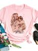Women T Shirt Cartoon Mom Daughter Son Print Lady Tshirts Short Sleeve Tops Womens Kawaii Graphic Female Tshirt Clothe