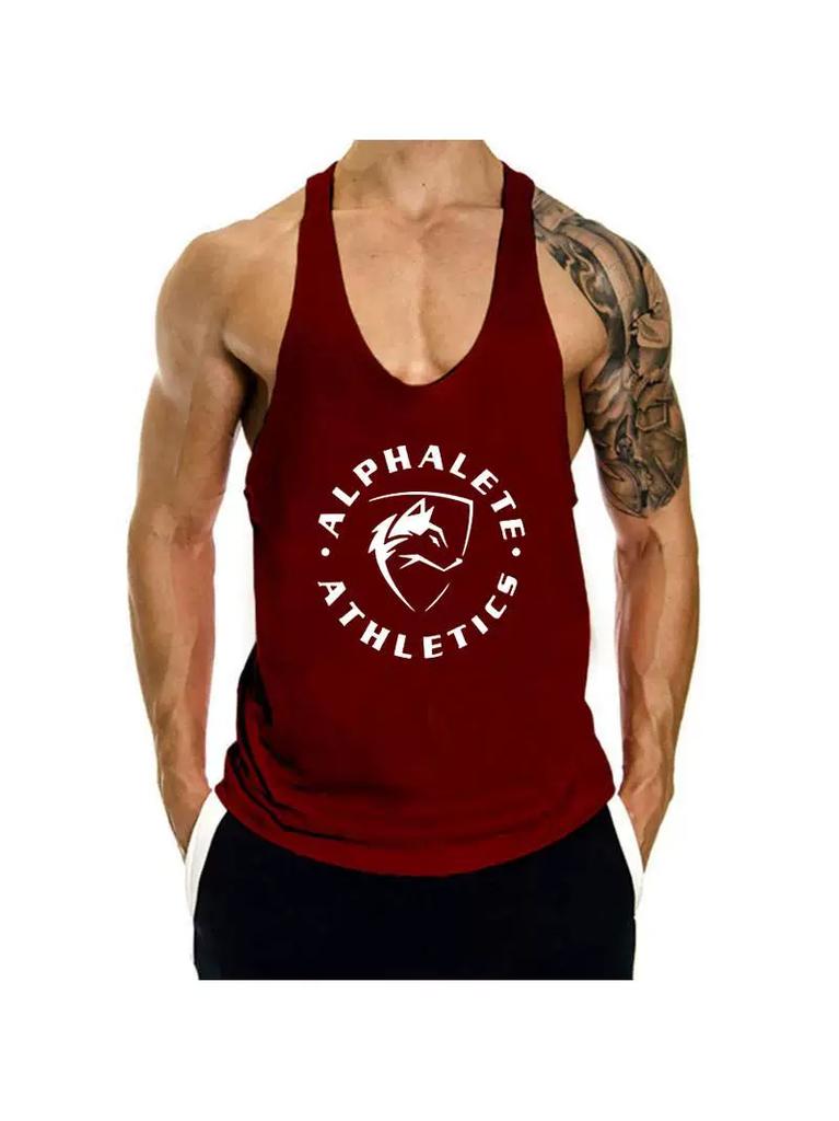 Men's Fitness Tank Top for Muscle Training, Loose Fit, Racerback, Sports Running, Cotton Sleeves, Trendy Style