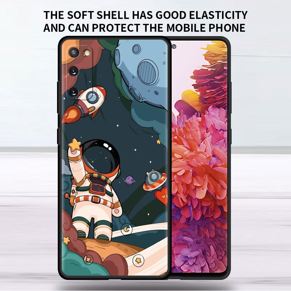 Soft Case For Samsung Galaxy Note 20 Ultra 10 Plus Lite A50 A70 A20 A40 A20e 9 8 A60 A10e Phone Cover Cartoon Cool Astronaut Sac