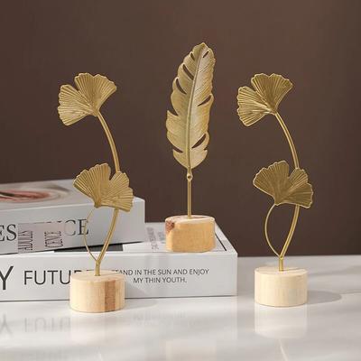 Ginkgoblatt Dekoration Holzornamente Miniaturfiguren Büro Schreibtisch Handwerk Heimdekor Hochzeitsgeschenke Wohnaccessoires