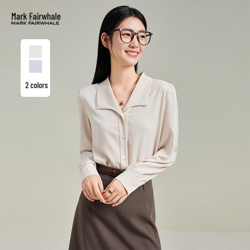 MARK FAIRWHALE Women s Elegant Blue Long Sleeve Shirt S