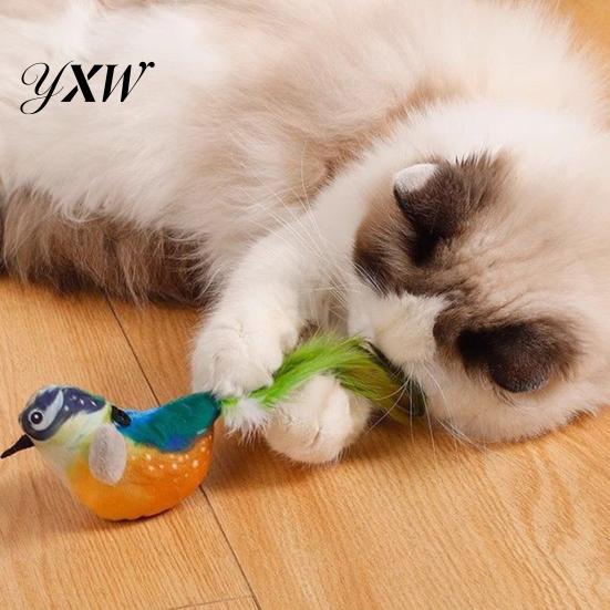 Interactive Cat Toy Chirping Bird Simulation Electric Touch Activated Friendlier Prey Plush Teaser for Indoor Cats And Dogs Flapping Wings