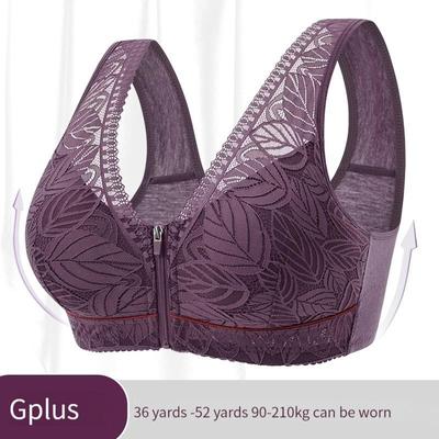 Soft Cotton Cups Before The Zipper In The Elderly Underwear Breathable Women Without Steel Ring Tank Top Lace Large Size Bra