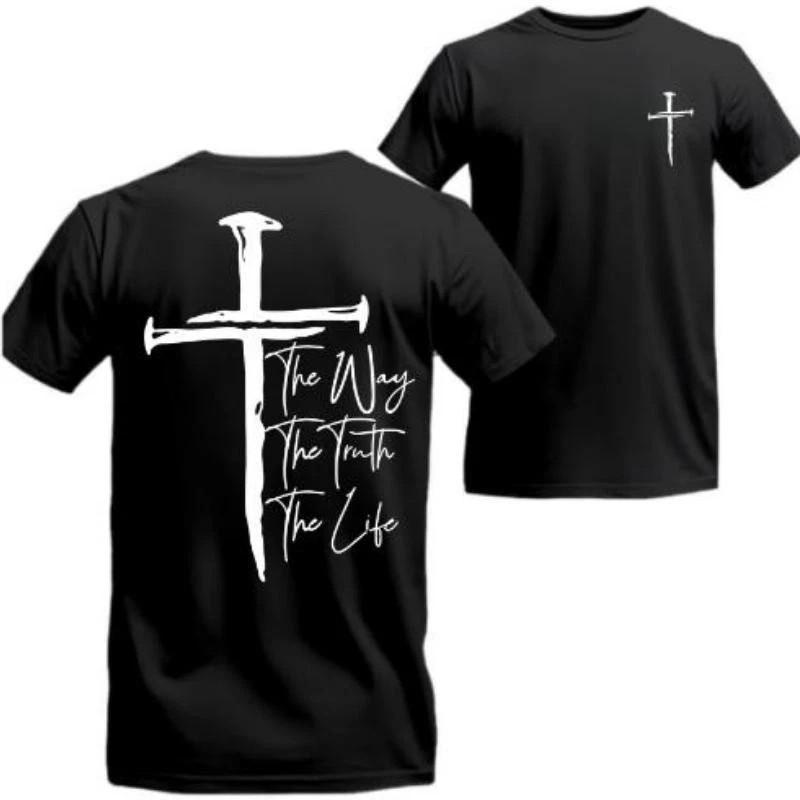 The Way The Truth The Life T-Shirt Bold Cross Design with Inspirational Unisex T-Shirt XL