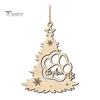 Wooden Christmas Tree Ornaments Wood Pendant with Paw Print, Hollow Engraved Hanging Holiday Gifts for Pet Lovers Ornament, Rustic Style Craft