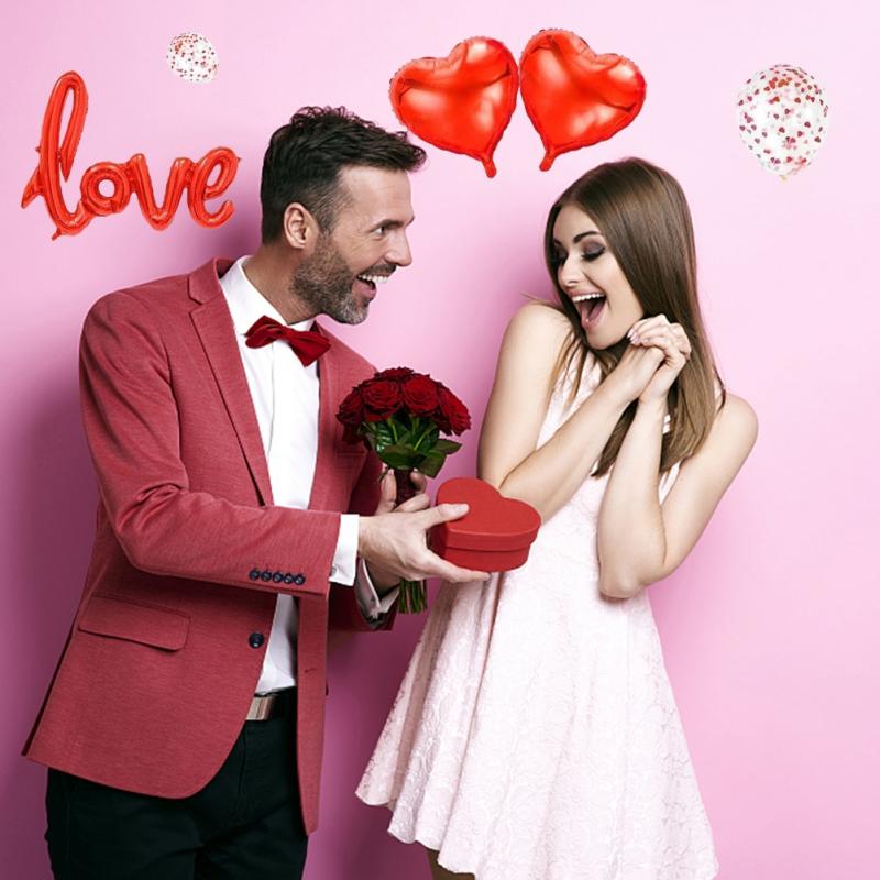 Red Heart Balloons Aluminum Foil Love Heart Shape Romantic Decorations Night Decor Valentine's Day Rose Petals Wedding Decor