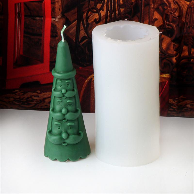 3D Santa Claus Relief Cylindrical Candle Silicone Mold Snowman Reindeer Christmas Tree Silicone Candle Molds Christmas Gift