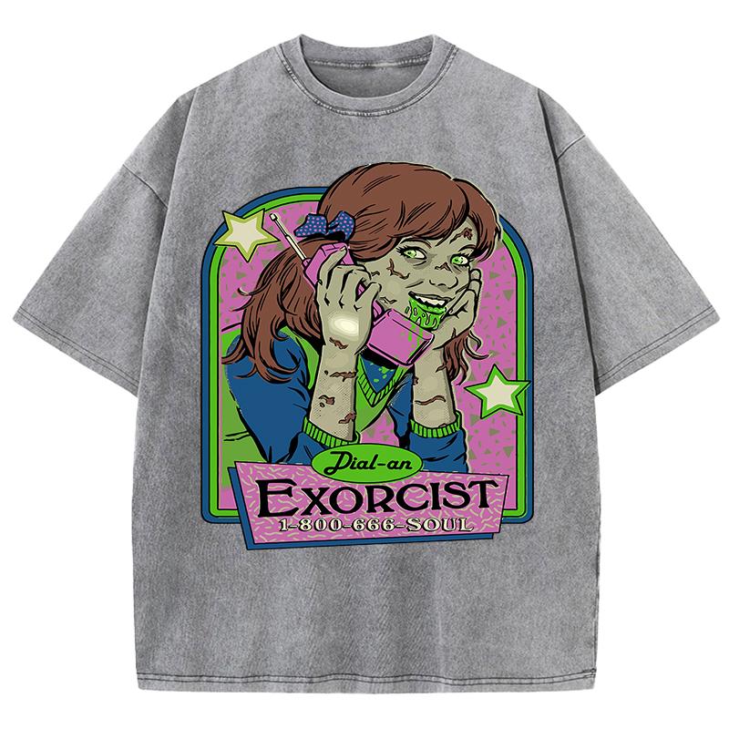 The Zombie Girl Is Making A Phone Call Printing  Washed Men T Shirt Soft Cotton Short Sleeve Summer Clothes Trendy Cotton Top