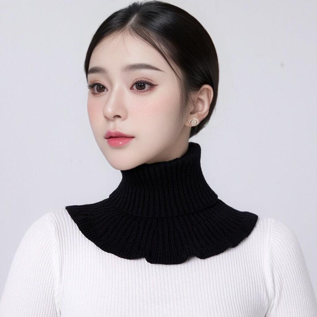 Wool Fake Collar Cervical Support Solid Knit Lapel Scarf Warm Versatile Neck Cover Fashion Minimalist High Neck Women