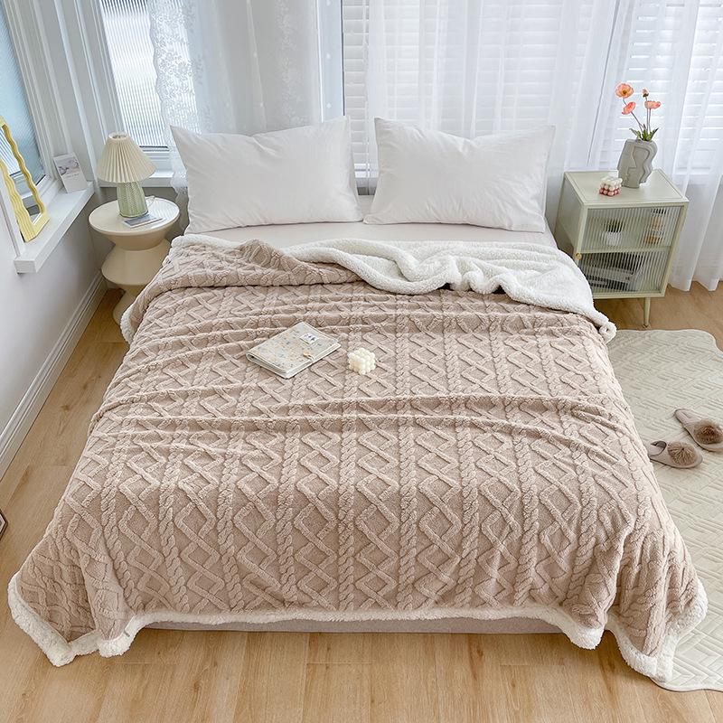 

Фланелева ковдра з тафти та баранячого флісу - товста, тепла, однотонна зимова ковдра для сну 150x200cm