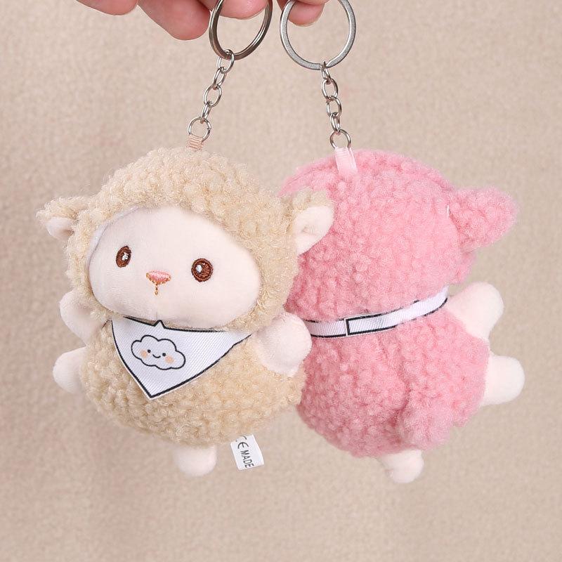 Candy Holder Pendant Plush Seated Sheep Keychain Pendant With Metal Ring Soft Cute Lamb Bag Charm Stuffed Accessory For Backpack
