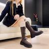 Platform Boots Women's Fluffy Snow Boots 2025 Autumn and Winter Bow British Thermal Sleeve Long Boots