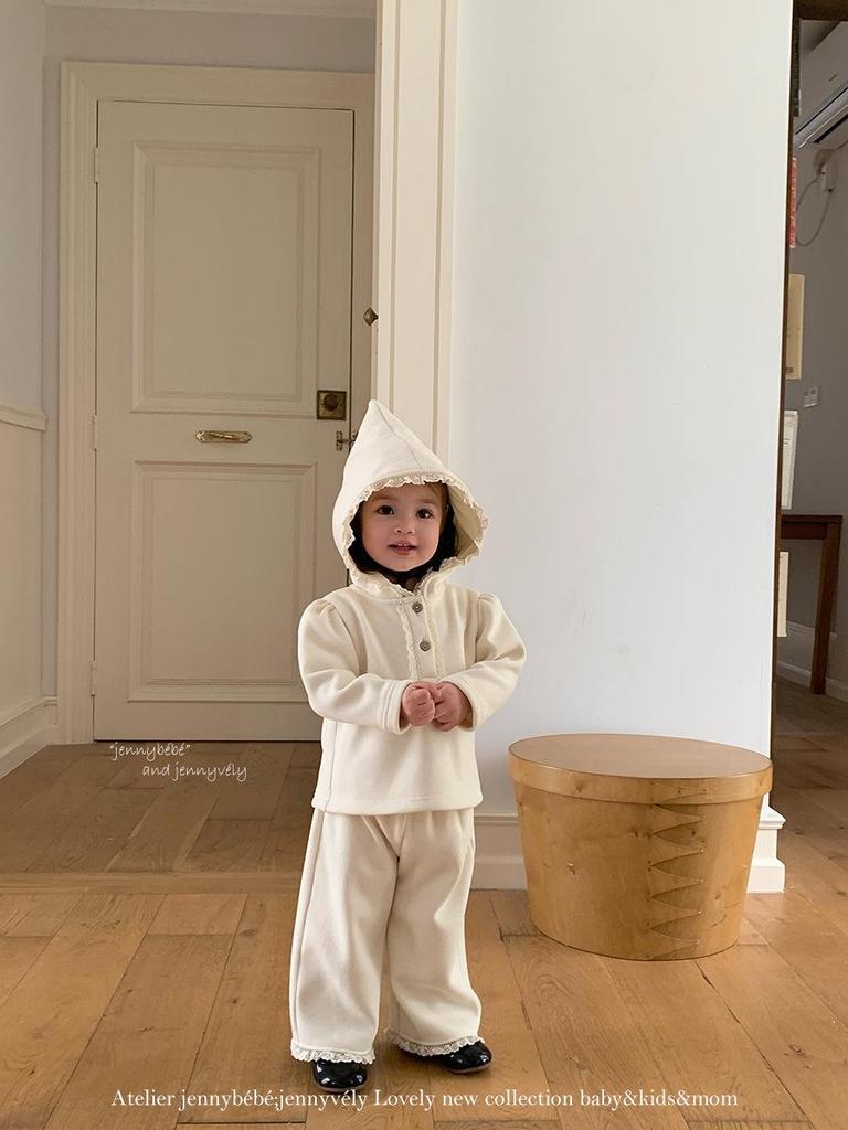 2026 Cute Elf Hat Hoodie & Fleece Warm Pants Set for Girls - Autumn/Winter