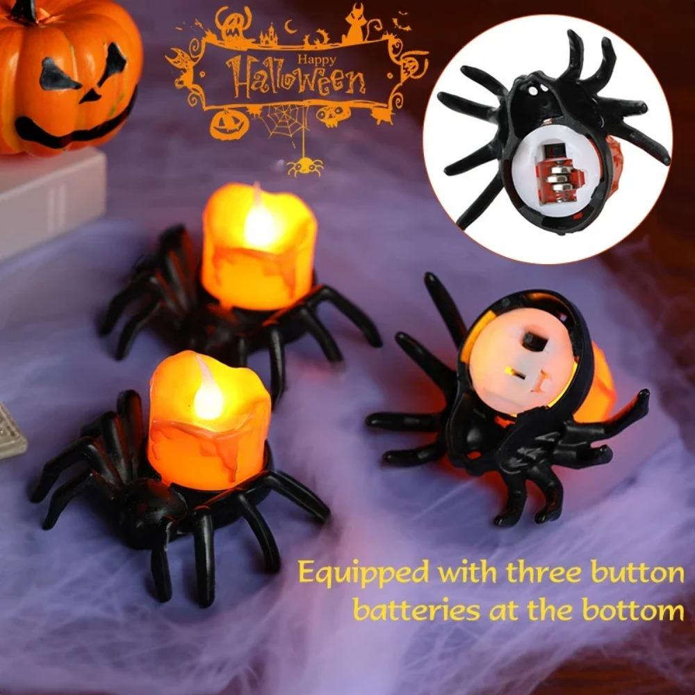 Halloween New Spider Candle Lamp Decor Led Electronic Luminous Decorative Atmosphere Lamp Desktop Small Ornaments Velas