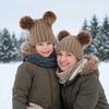 Faux Fur Ball Infant Beanie Plush Mother Kids Pullover Cap Soft Baby Knitted Hat  Boys