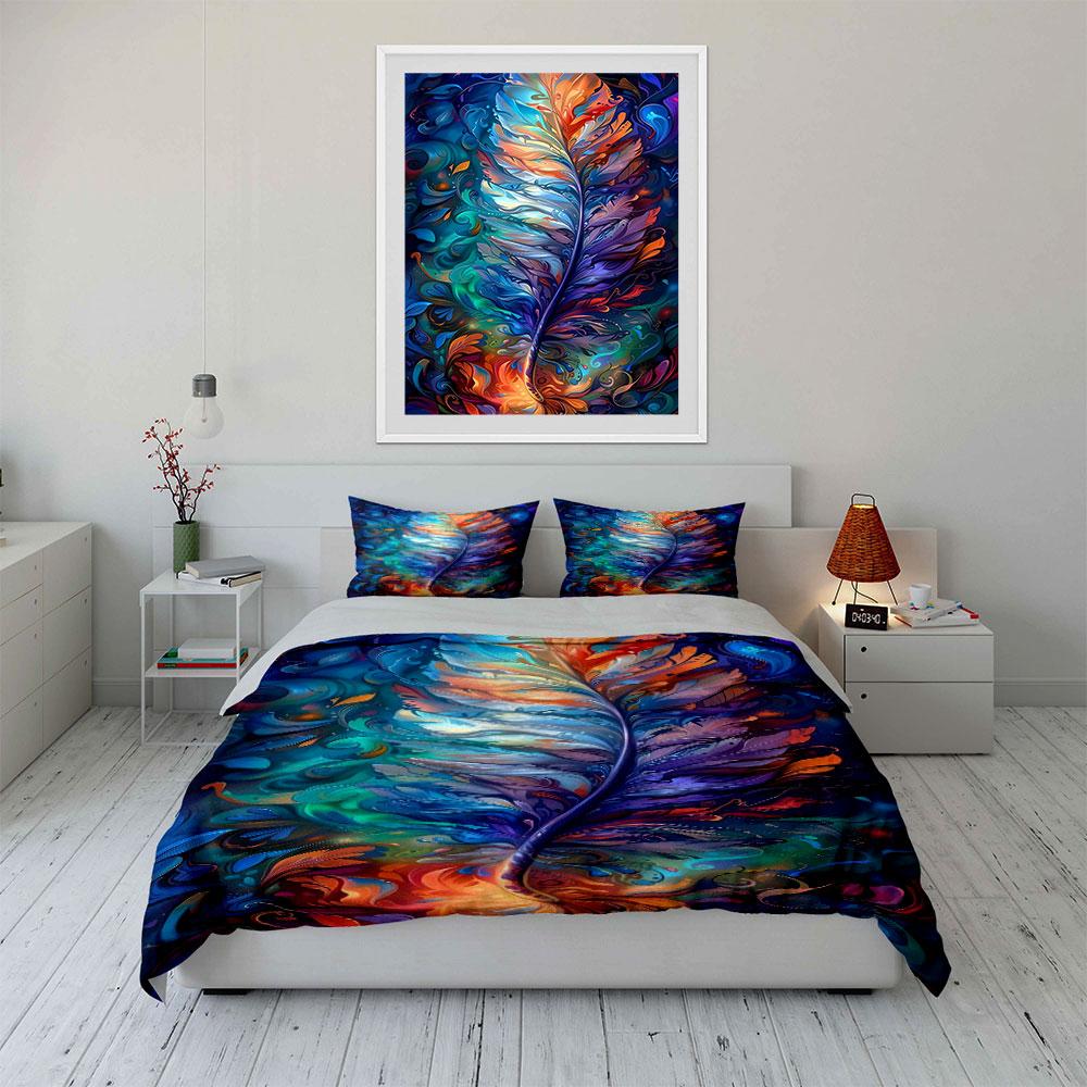 Colorful abstract feather pattern Bedding sets Duvet cover sets Duvet covers Pillowcases(1 * Duvet Cover 2 * Pillowcases without duvet insert)