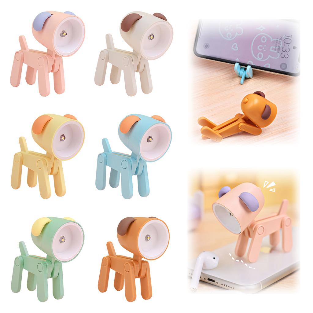 Cute Animal Table Lamp 3x6x8cm Adjustable LED Table Lamp with Mobile Phone Holder for Bedroom