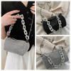 Zipper Small Square Bag Large Capacity Women Shoulder Bag Casual Rhinestone Handbag  Ladies