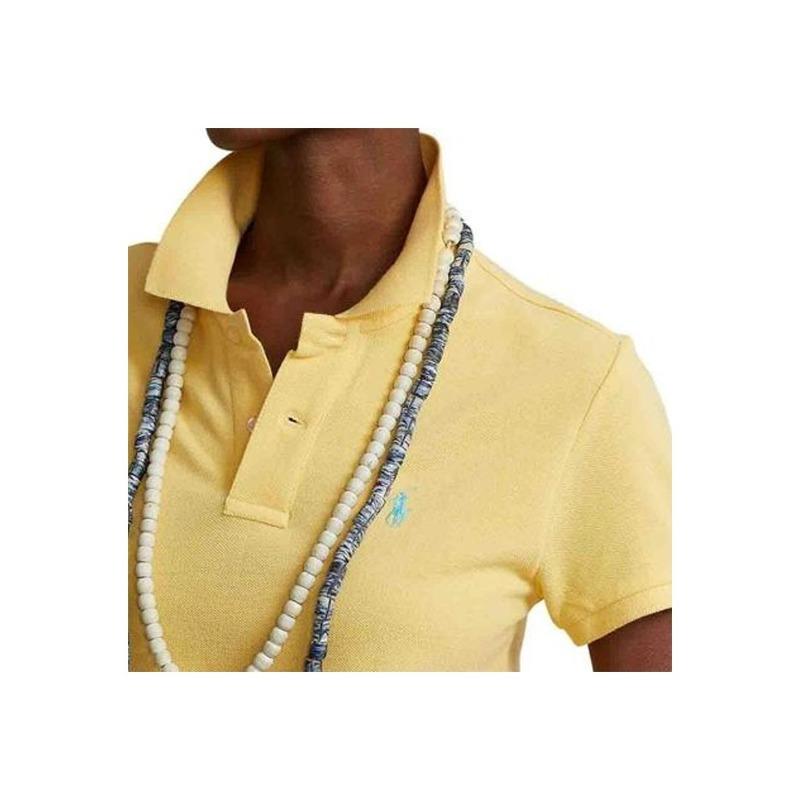 Ralph Lauren Vestito Giallo da Donna con Collo a Polo Ricamato e Maniche Corte 211799490-010