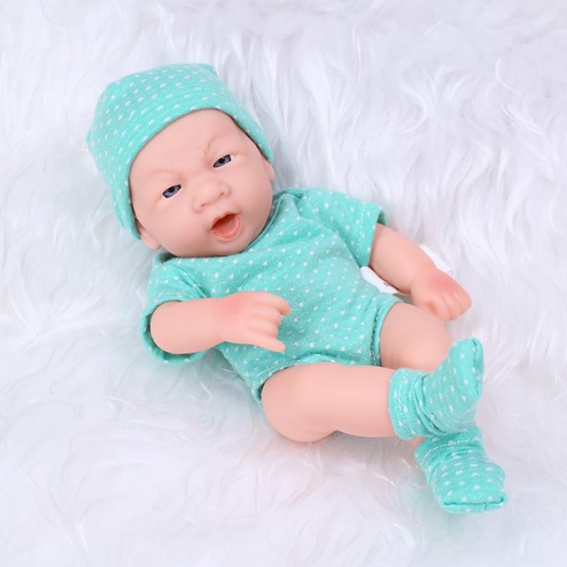 7.87 Inches Reborns Popular Pouting Cute Girl Doll with Knit Sweater Hat Soft Cuddle Doll for Toddler Birthday Gift