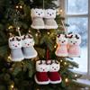Decorative Fireplace Hanging Soft Plush Christmas Boot Ornament Knitted Handmade Style Holiday Gift Pendant for Xmas Tree Party Decor Tree Branch