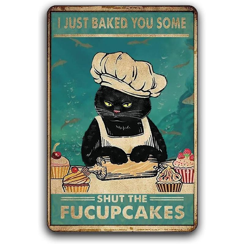 Fmcmly I Do What I Want Funny Black Cat Decor Tin Signs Cute Cat Personalized Metal Poster Wall Art Decor Sign for Home Bathroom Garden Restroom