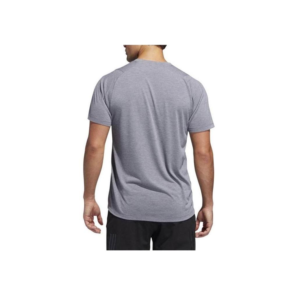 Adidas Solid Color Logo Crew Neck Sports Tee Men Tops Gray EH4719