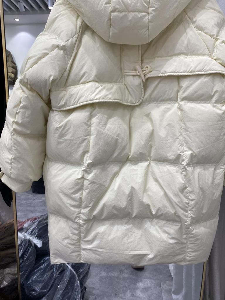 Women's Hooded Down Jacket with Horn Buckles - White Duck Down, Thickened for Warmth, Winter 2023 Arrival