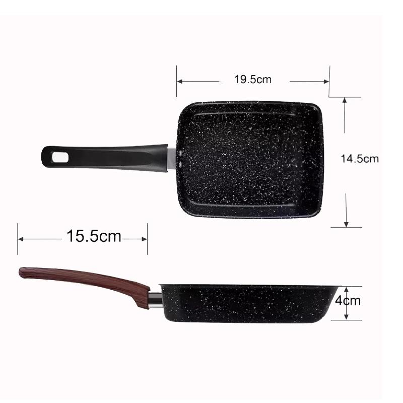 Japanese Omelette Pan Nonstick Tamagoyaki Pan Omelette Frying Pan with Wooden Handle Breakfast Pancake Egg Pan Kitchen JT