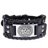 Vintage Norse Rune Leather Bracelet For Men Odin Symbol Punk Style Accessory