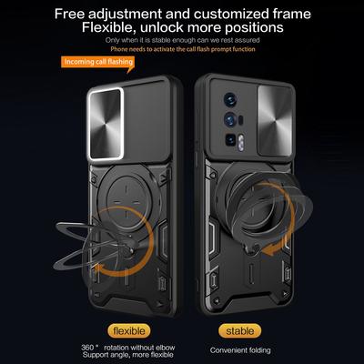 Kickstand Phone Case for Xiaomi Poco F5 Pro 5G/Redmi K60 5G/K60 Pro 5G PC+TPU Shell with Slide Camera Cover