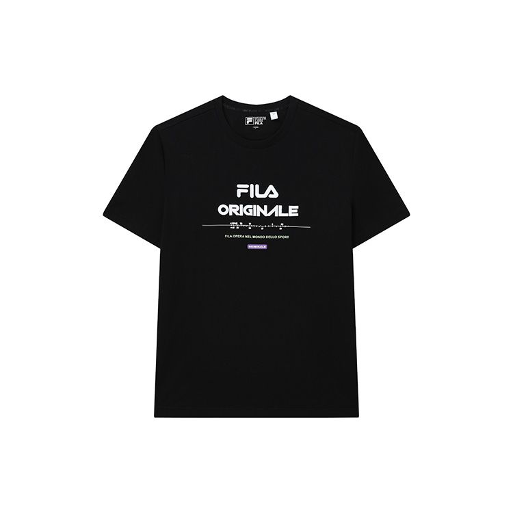 

Fila Буква Спорт Повседневный Круглый вырез Короткий рукав Футболка Мужские топы Черный F11M229111FBK XXL