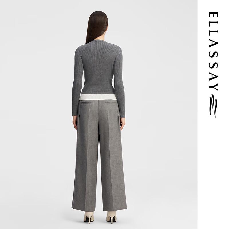 ELLASSAY Women's Autumn Slim-fit Merino Wool V-Neck Knit Sweater