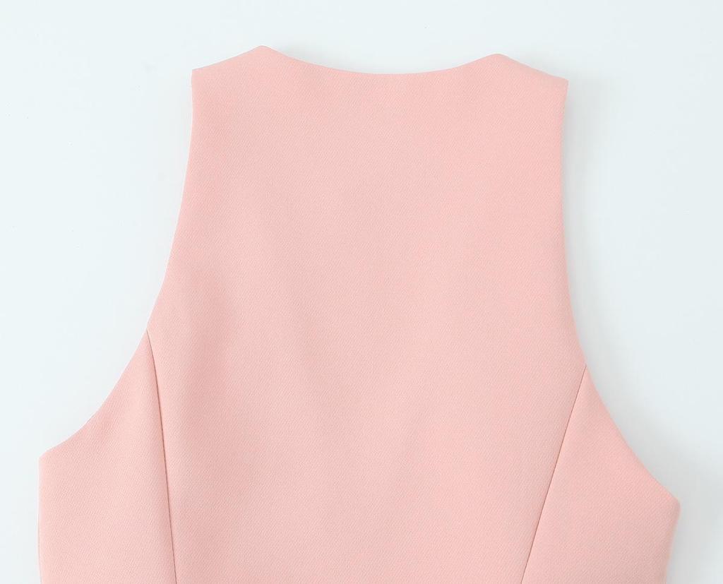 Summer Women's V-Neck Vest and Square Neck Dress Shorts with Belt Set - European & American Style
