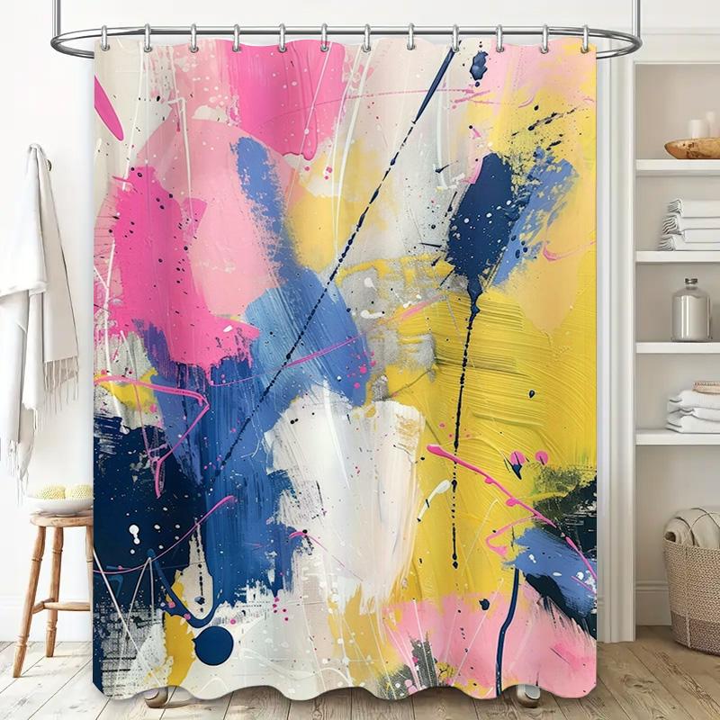 Pink Blue Yellow Colorful Bathroom Shower Curtain Polyester Waterproof Decorative 3D Printing Home Decor Item