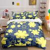 3pcs Yellow Floral Pattern Collage Print Bedding Set 1 Duvet Cover 2 Pillowcases for Adult and Children Luxury Gift Full Size